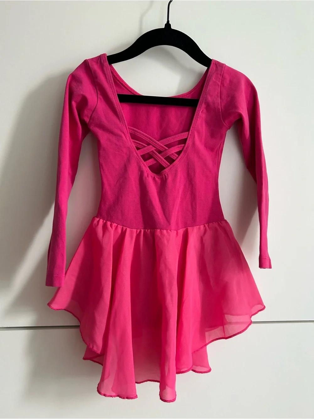 Girls Dark Pink Long Sleeve Dance Practice Dress - Size 120 (6/7)
